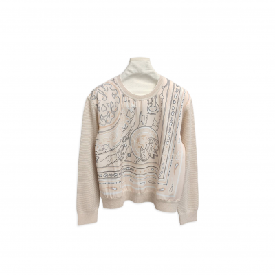 HERMES CANDY LIBRIS LONG-SLEEVE TWILLAINE SWEATER H5H2808DJET34